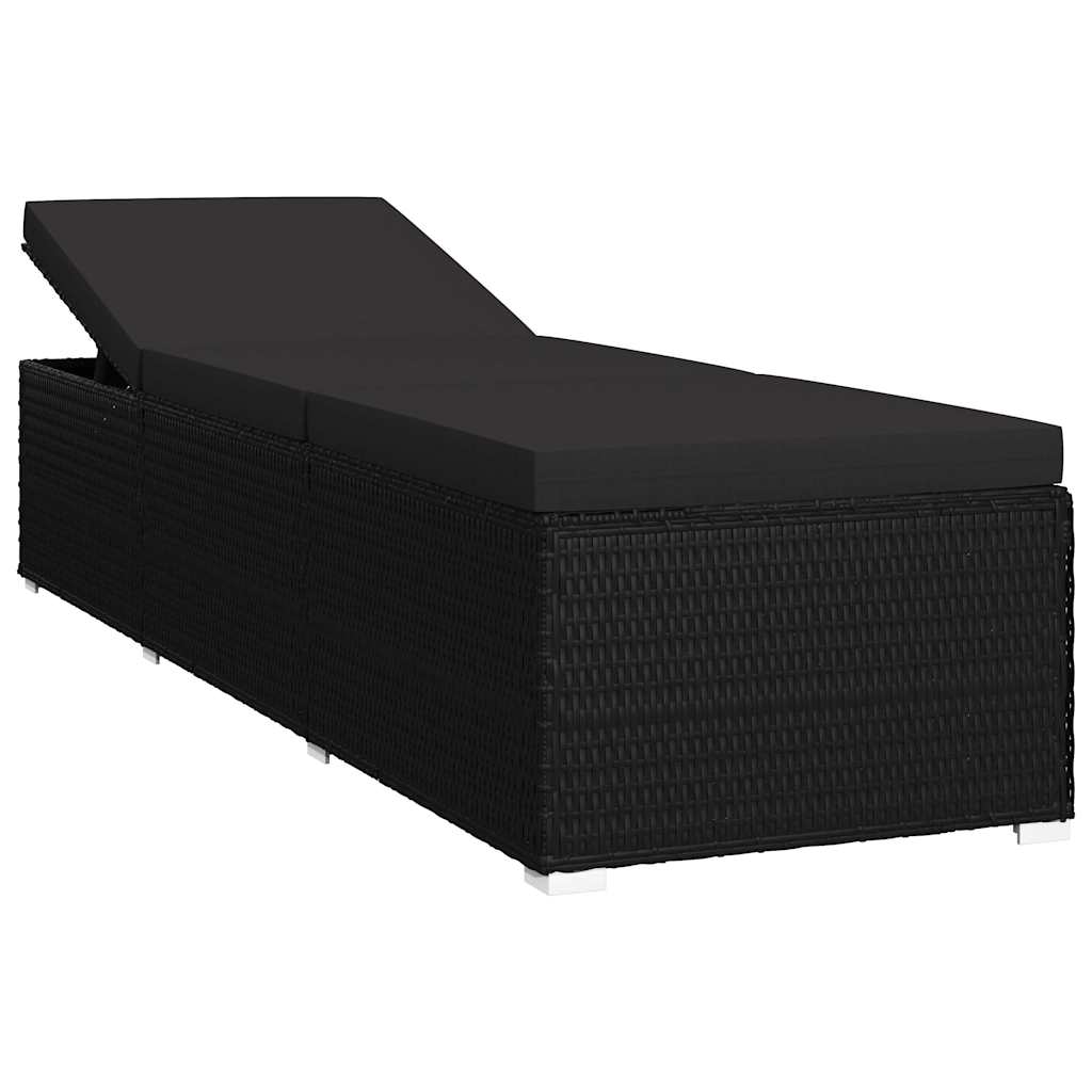 Sodo gultai su pagalve 3 pcs Juoda Poli ratanas