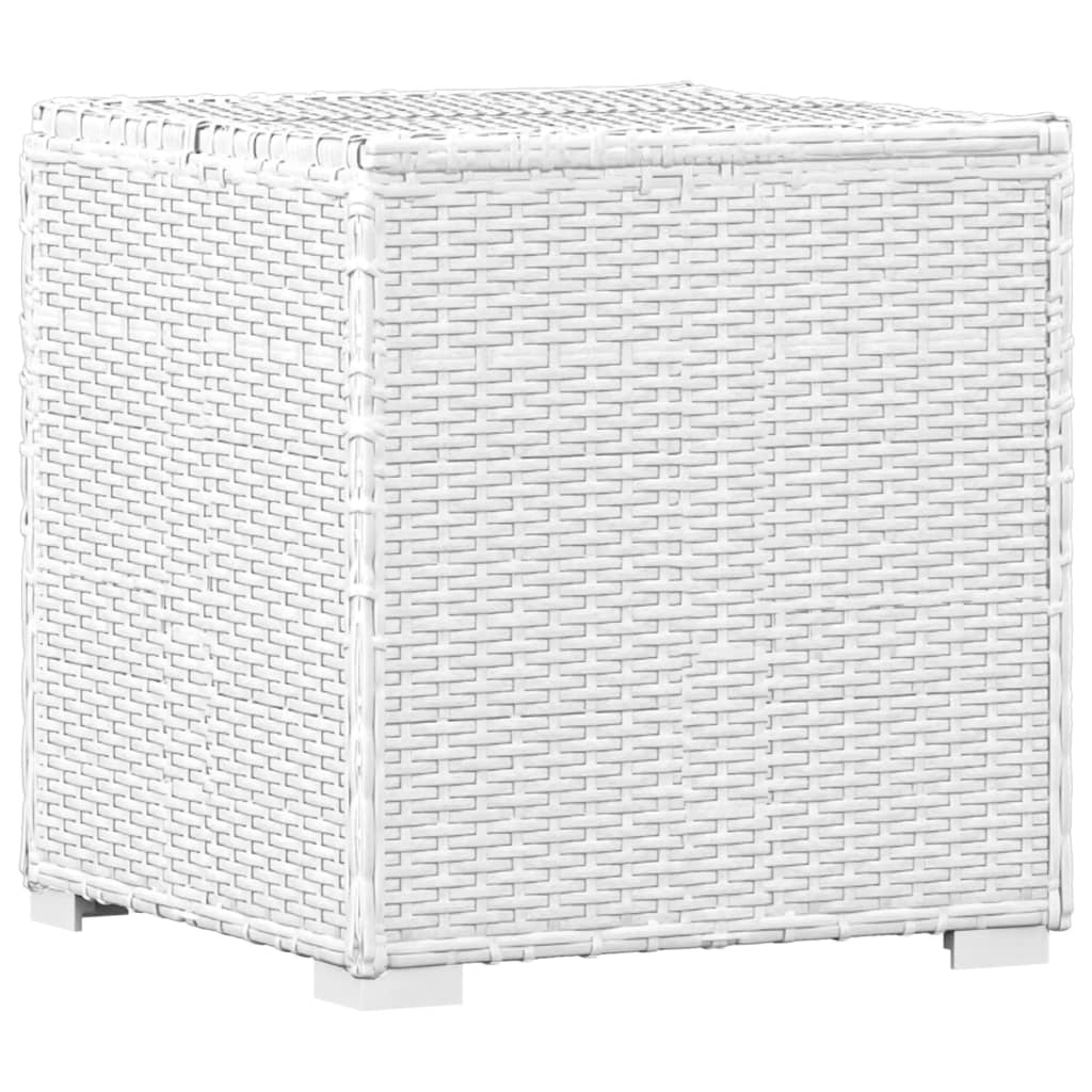 Sun lounger with cushion and tea table, white, rattan
