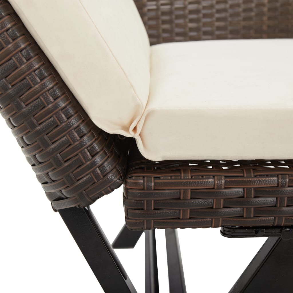 Garden bench with cushions, brown, 176cm, poly rattan