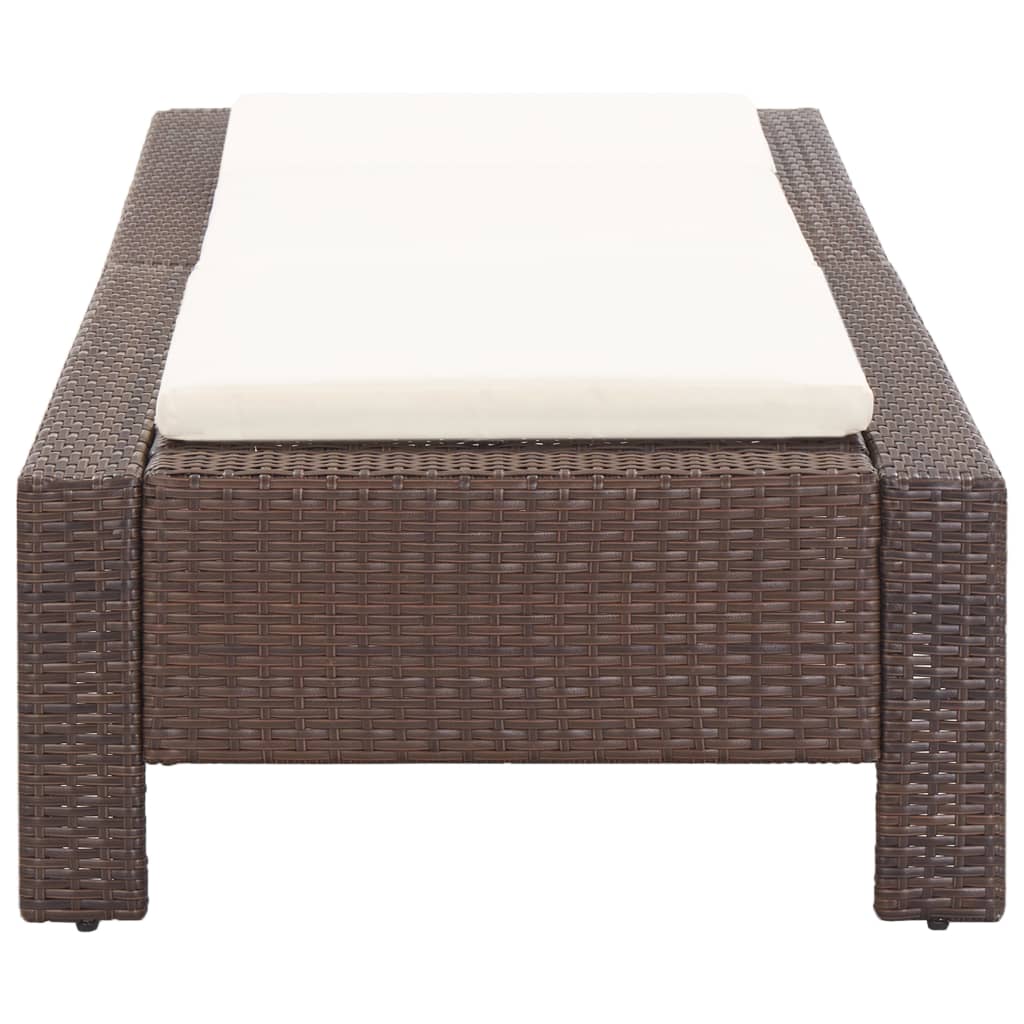Sun lounger with mattress, brown, polyrattan