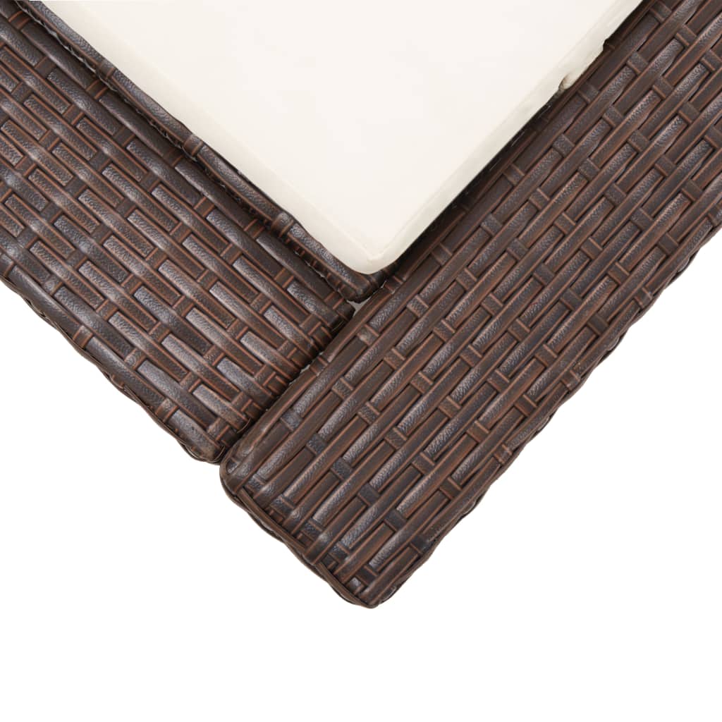 Sun lounger with mattress, brown, polyrattan