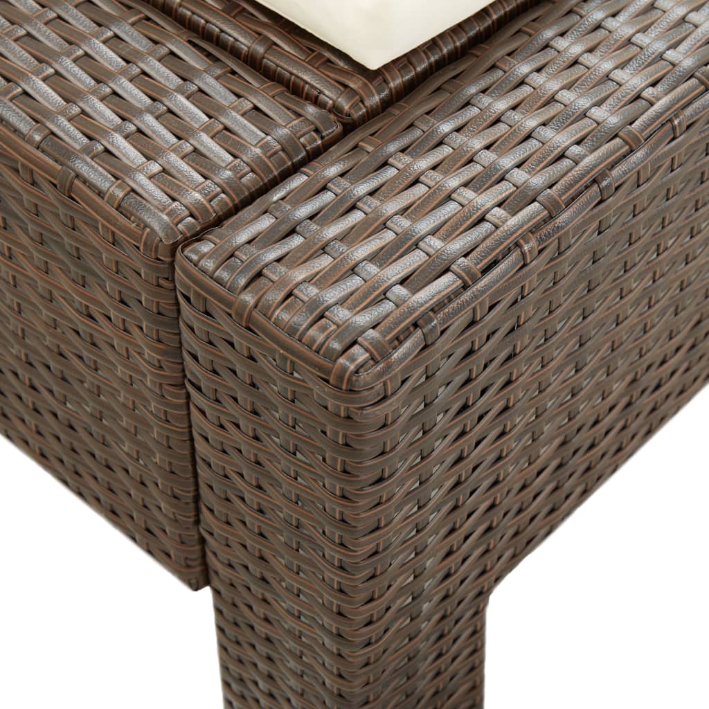Double sun lounger with cushion, brown, poly rattan