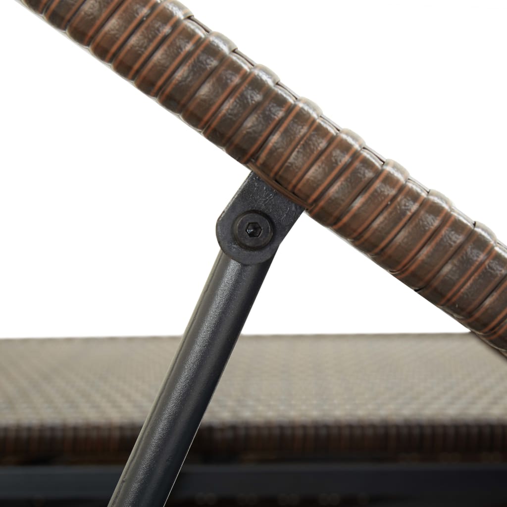 Double sun lounger with cushion, brown, poly rattan