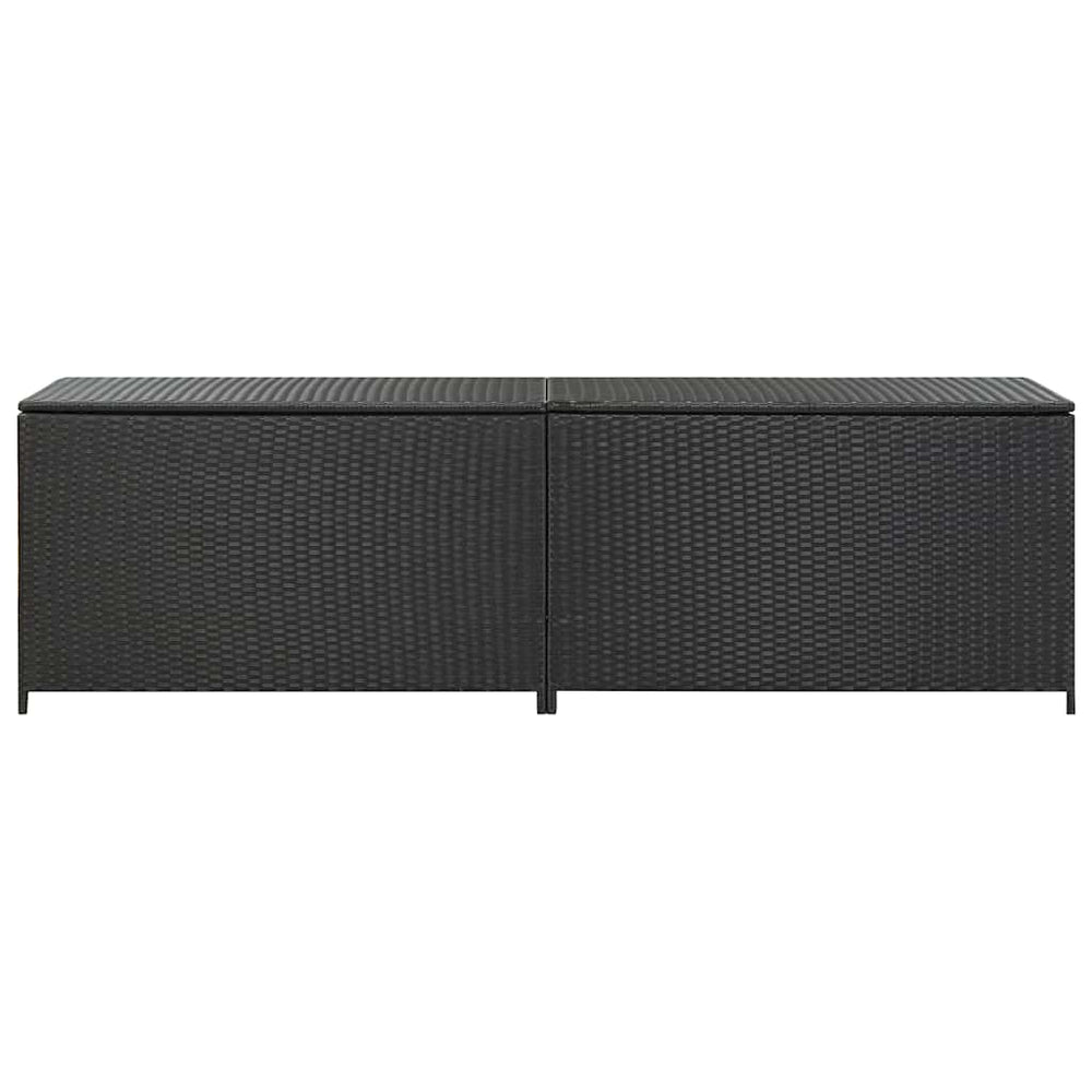 Garden storage box, black, 200x50x60cm, polyrattan