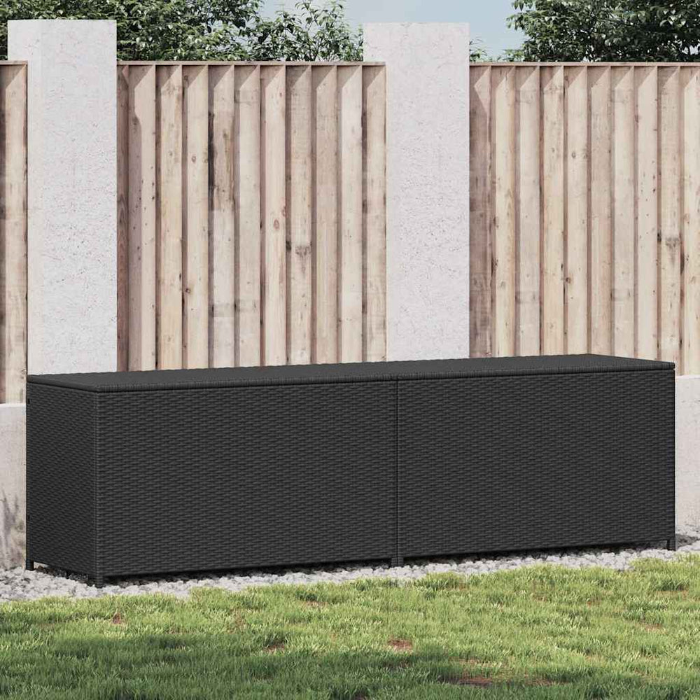 Garden storage box, black, 200x50x60cm, polyrattan