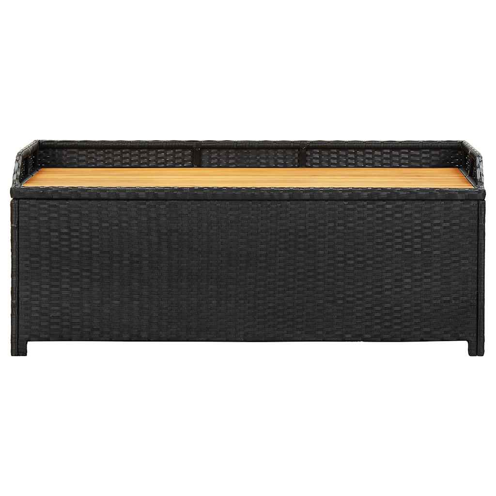 Sodo suoliukas-daiktadėžė, juodos spalvos, 120cm, poliratanas