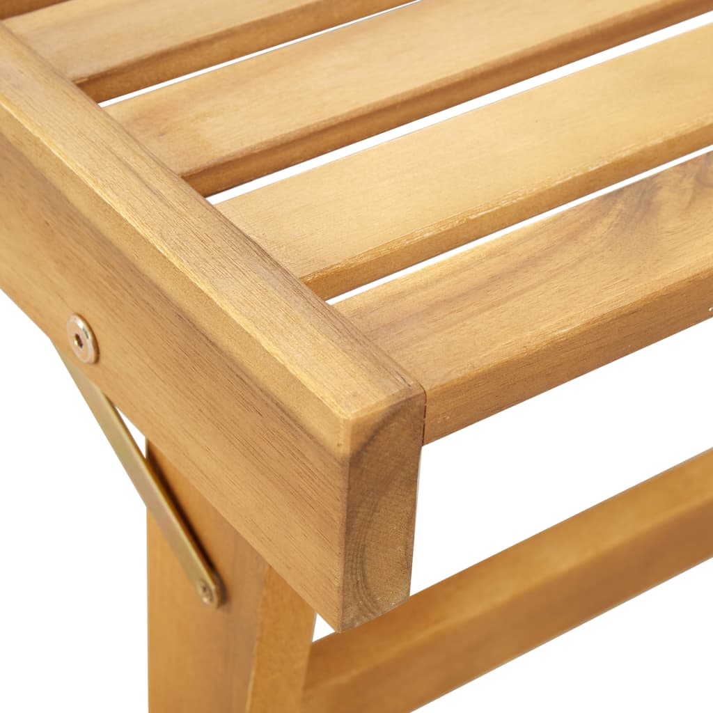Foldable sun lounger with mattress, acacia solid wood