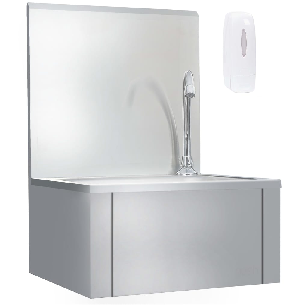 Washbasin with mixer tap and soap dispenser