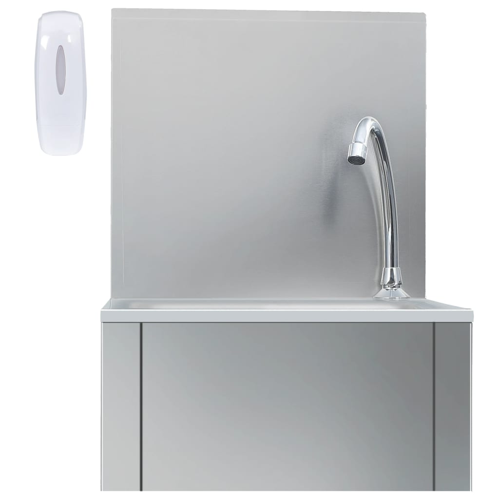 Washbasin with mixer tap and soap dispenser