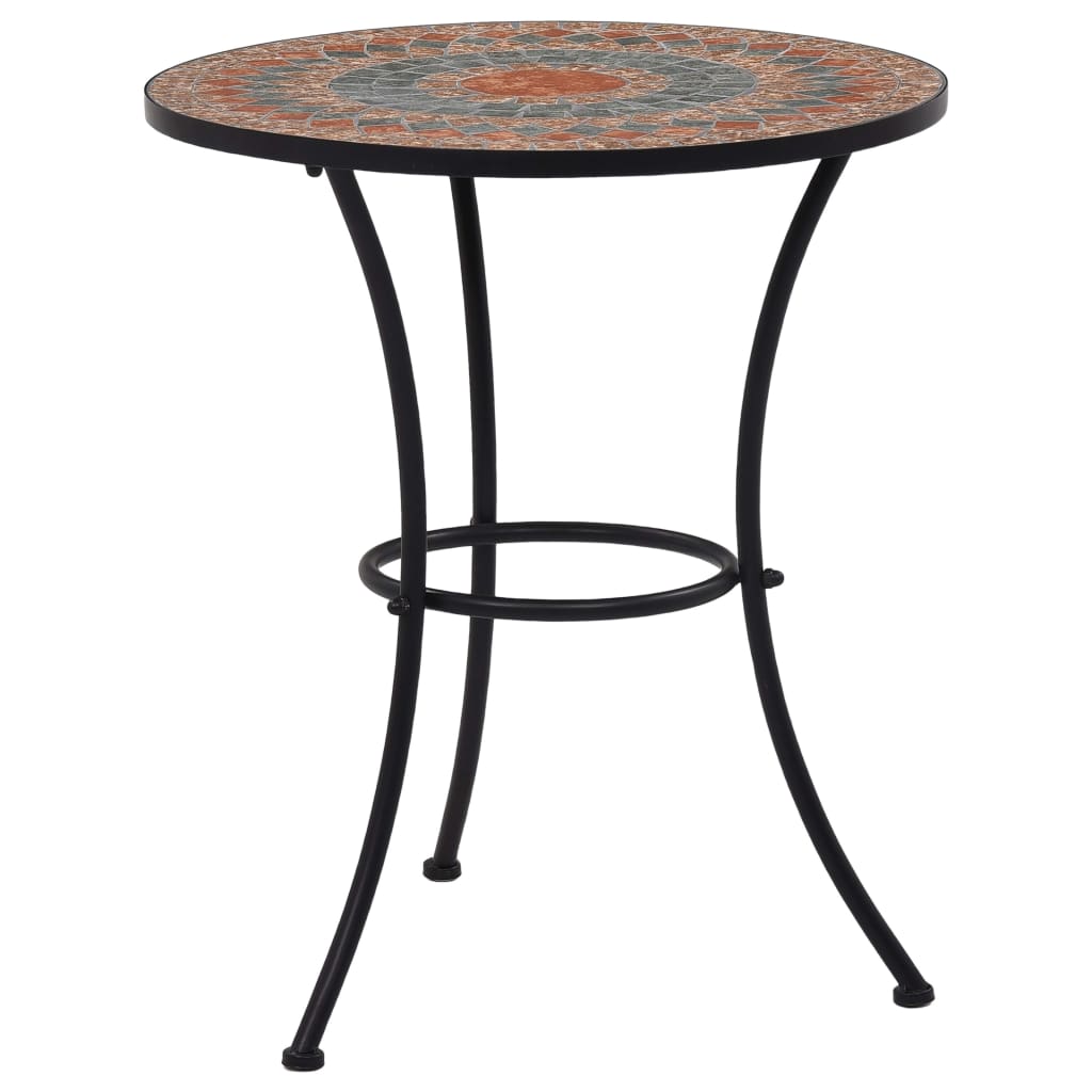 Mozaikinis bistro staliukas, oranžinis/pilkas, 60cm, keramika