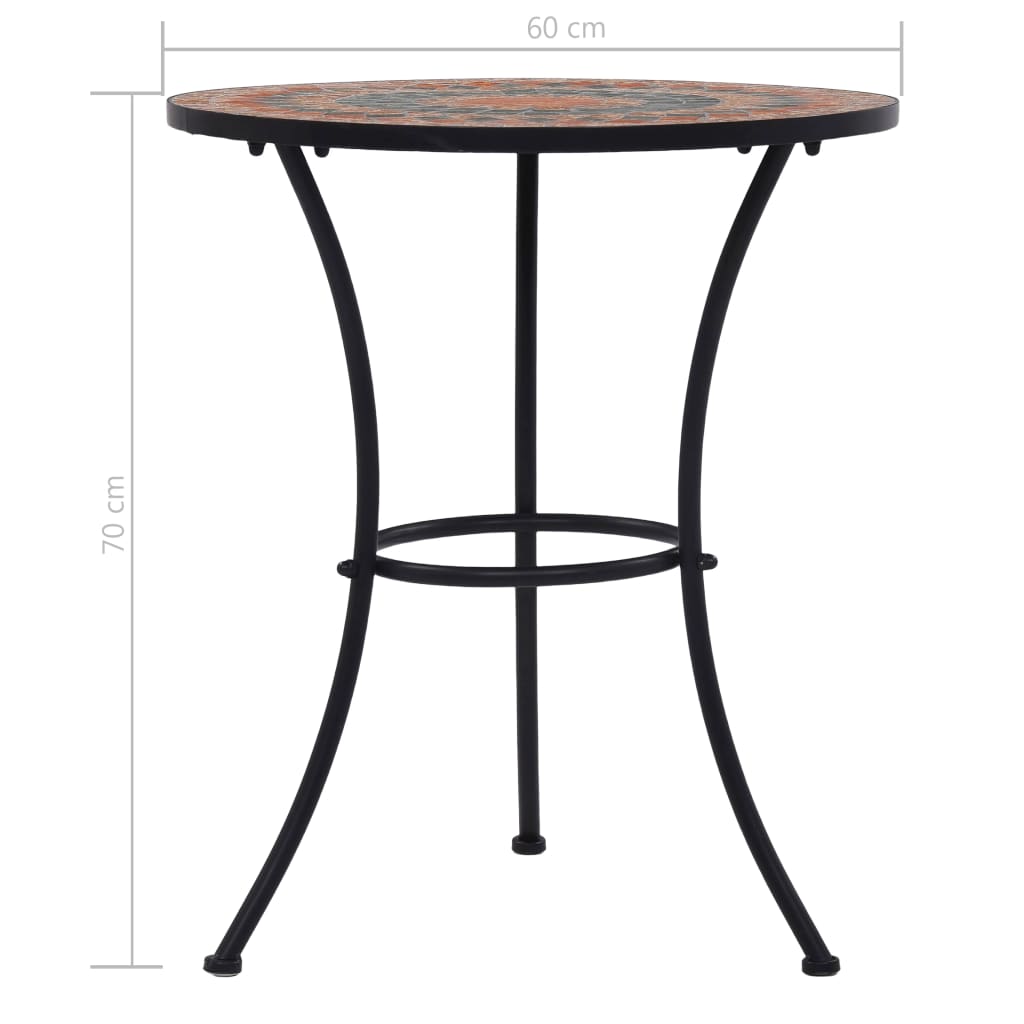 Mozaikinis bistro staliukas, oranžinis/pilkas, 60cm, keramika