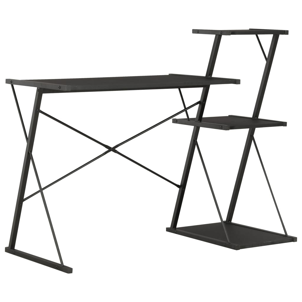 Rakstāmgalds ar plauktu, melns, 116x50x93cm
