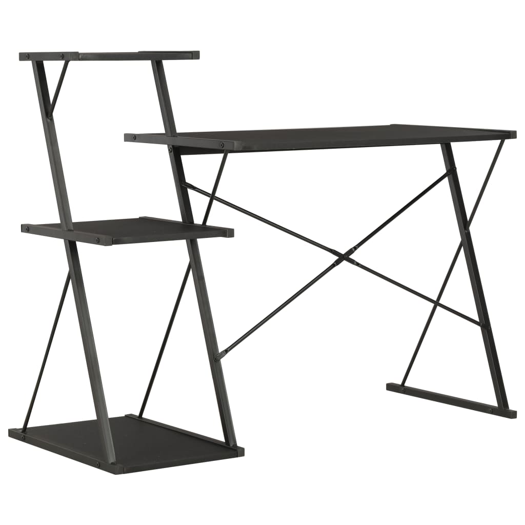 Rakstāmgalds ar plauktu, melns, 116x50x93cm