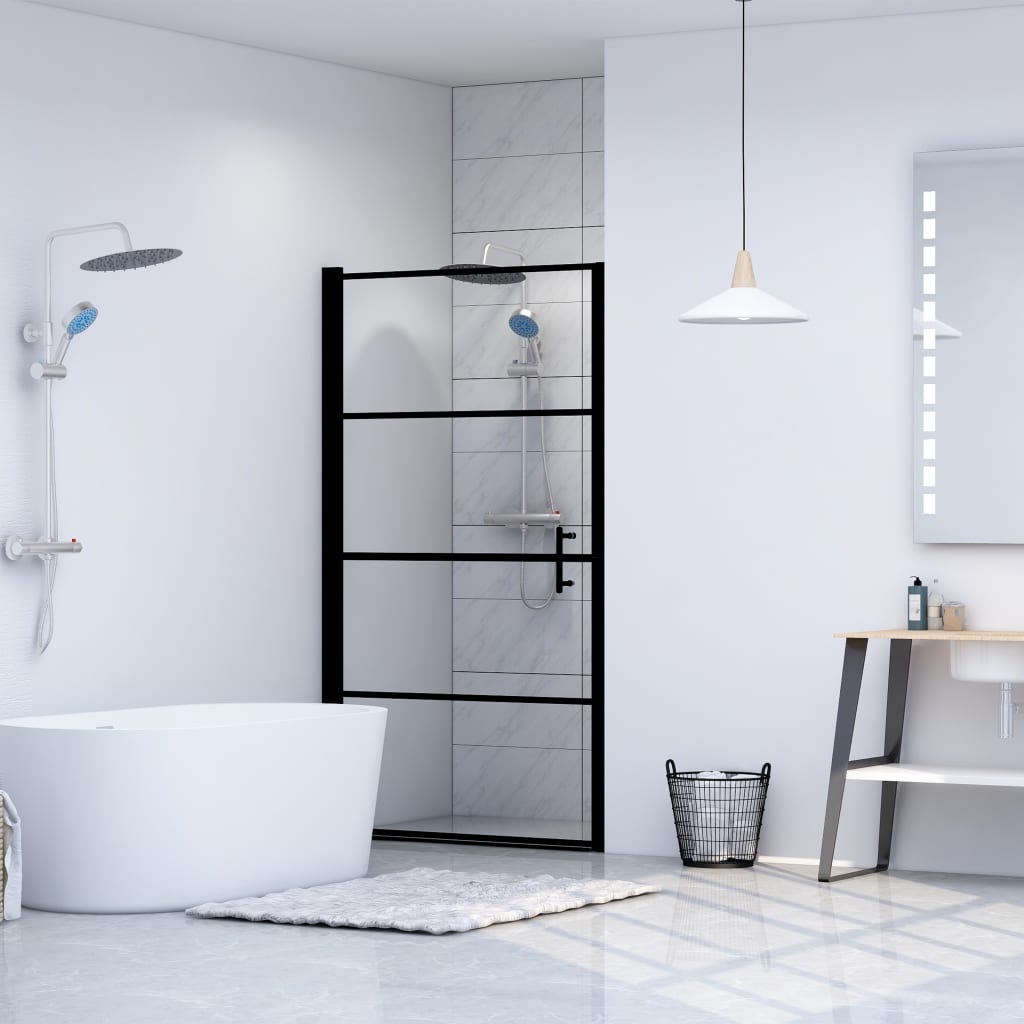 Shower door, 81x195cm, black, tempered glass