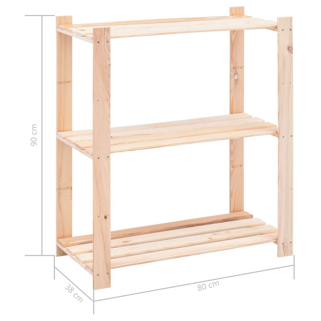 Plaukts mantām, 3 līmeņu, 80x38x90cm, priedes masīvkoks, 150kg