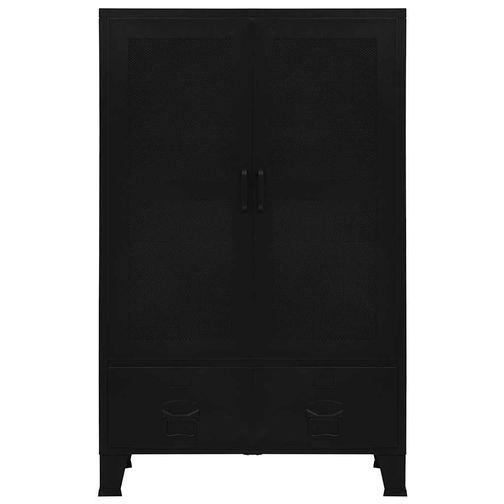 Mesh Door Document Cabinet, Black, 75x40x120cm