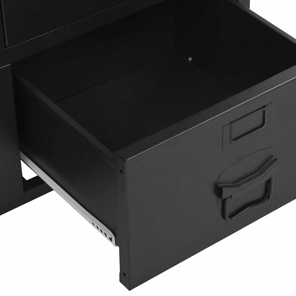 Mesh Door Document Cabinet, Black, 75x40x120cm