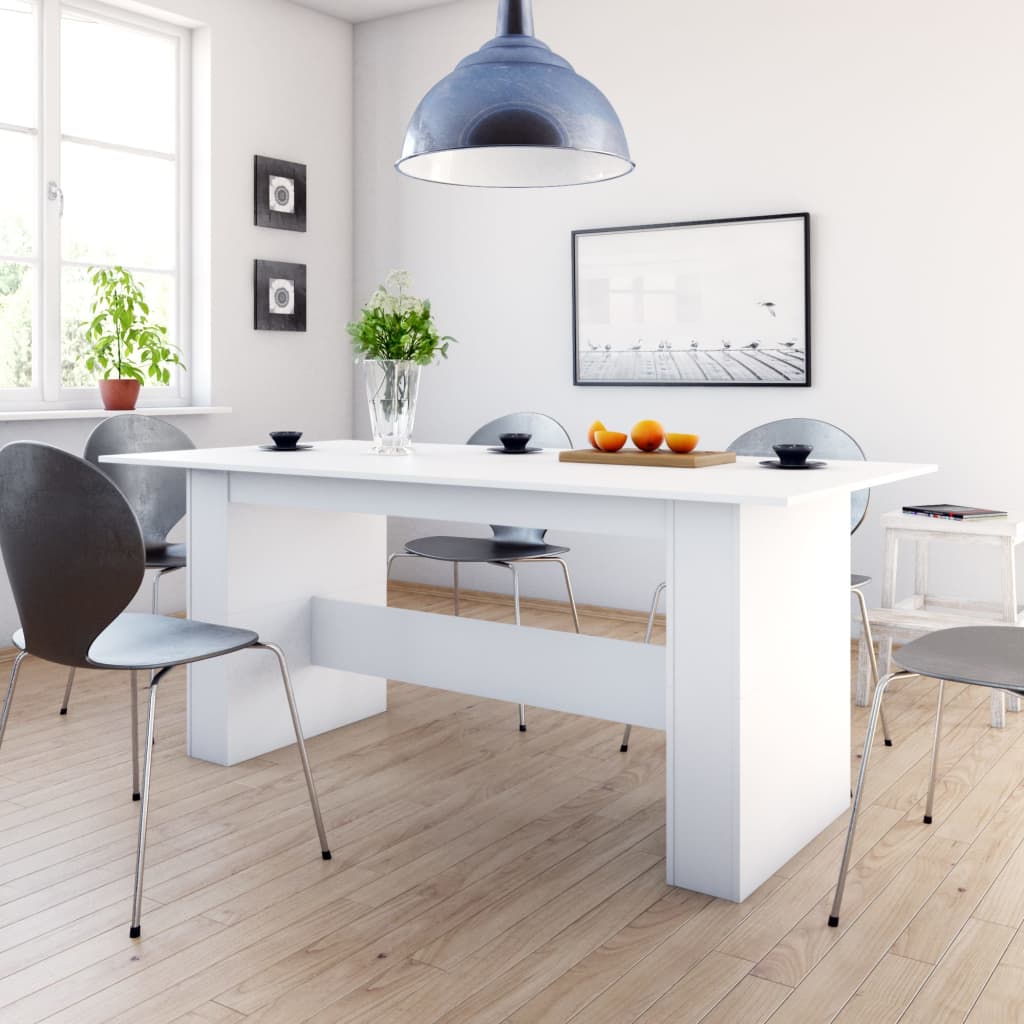Dining table, white, 180x90x76cm, engineered wood