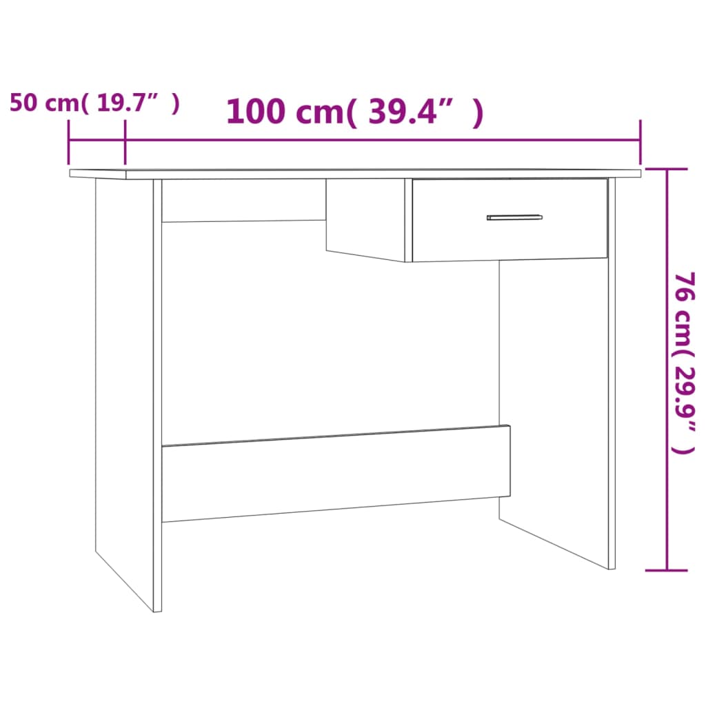 Desk, sonoma oak, 100x50x76cm, engineered wood