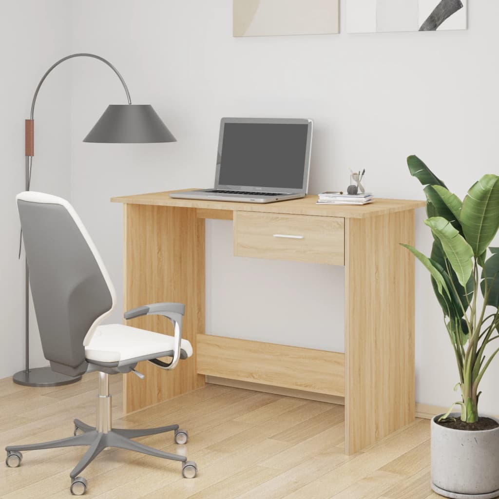 Desk, sonoma oak, 100x50x76cm, engineered wood