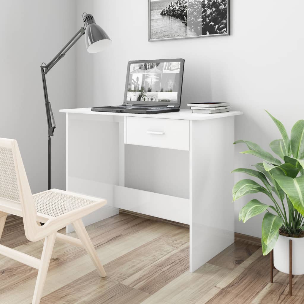 Desk, white, 100x50x76cm, engineered wood