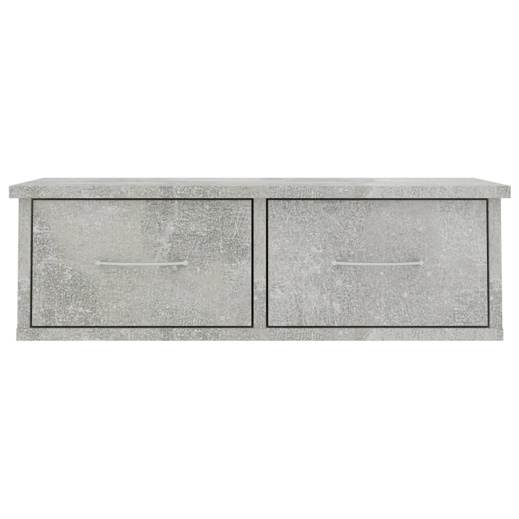 Sieninė lentyna su stalčiais, betono, 60x26x18,5cm, mediena