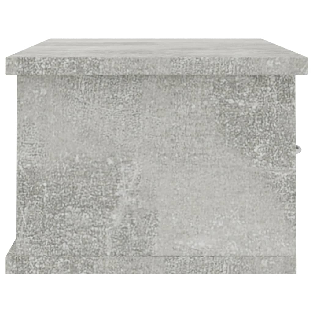 Sieninė lentyna su stalčiais, betono, 60x26x18,5cm, mediena