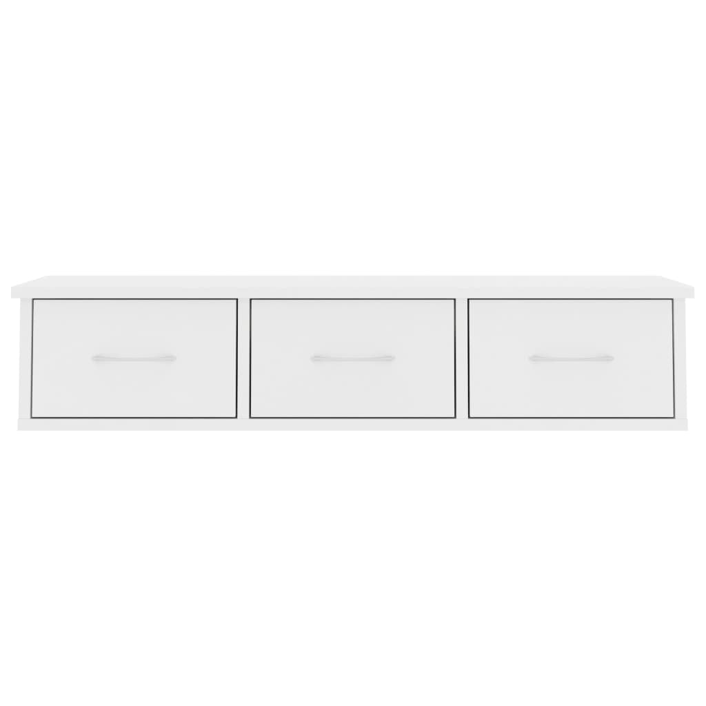 Wall shelf with drawers, white, 88x26x18.5cm, wood