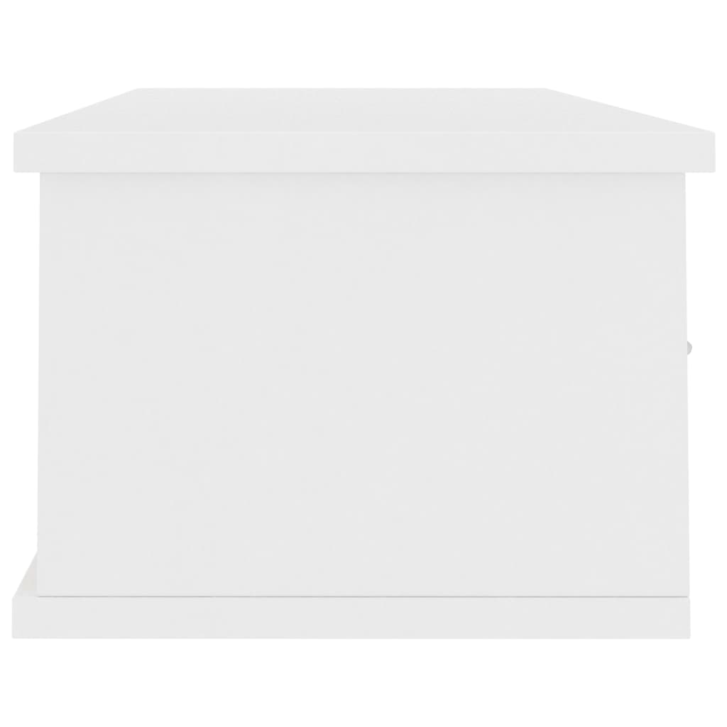 Wall shelf with drawers, white, 88x26x18.5cm, wood