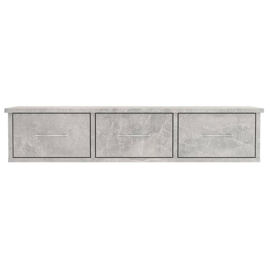 Sieninė lentyna su stalčiais, betono, 88x26x18,5cm, mediena
