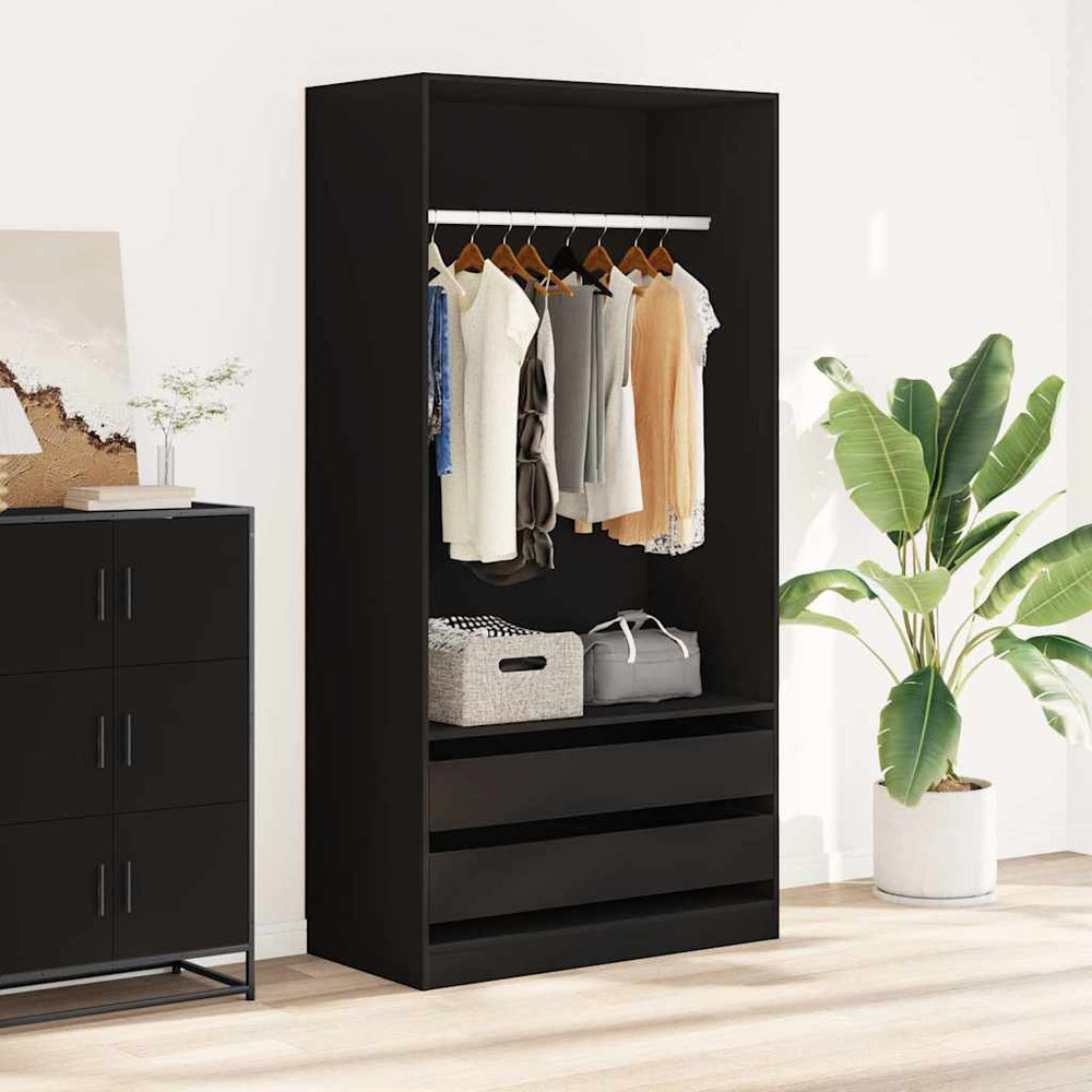 Wardrobe, black, 100x50x200cm, treated wood