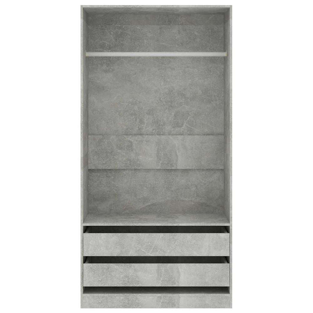 Wardrobe, concrete grey, 100x50x200cm, engineered wood