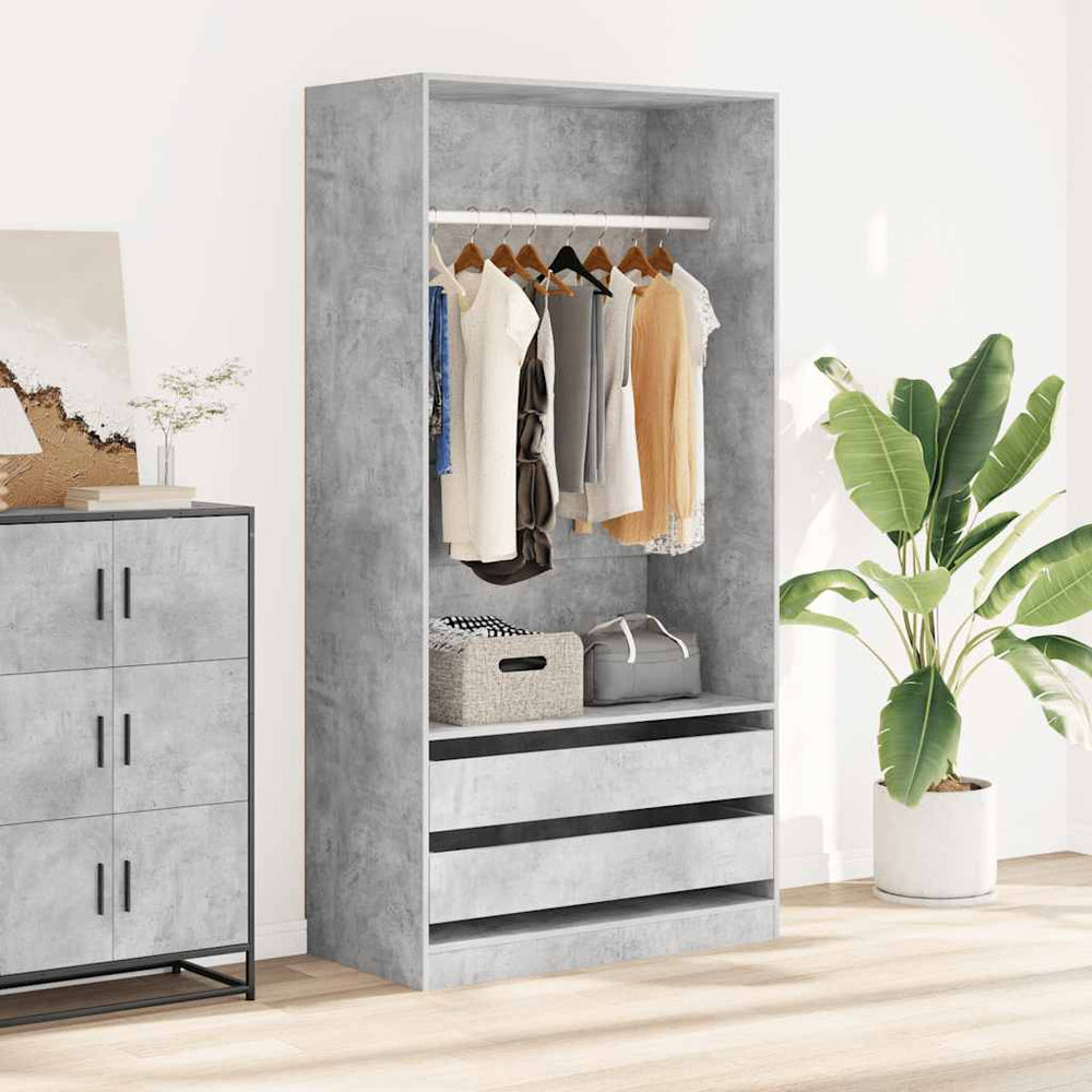 Wardrobe, concrete grey, 100x50x200cm, engineered wood