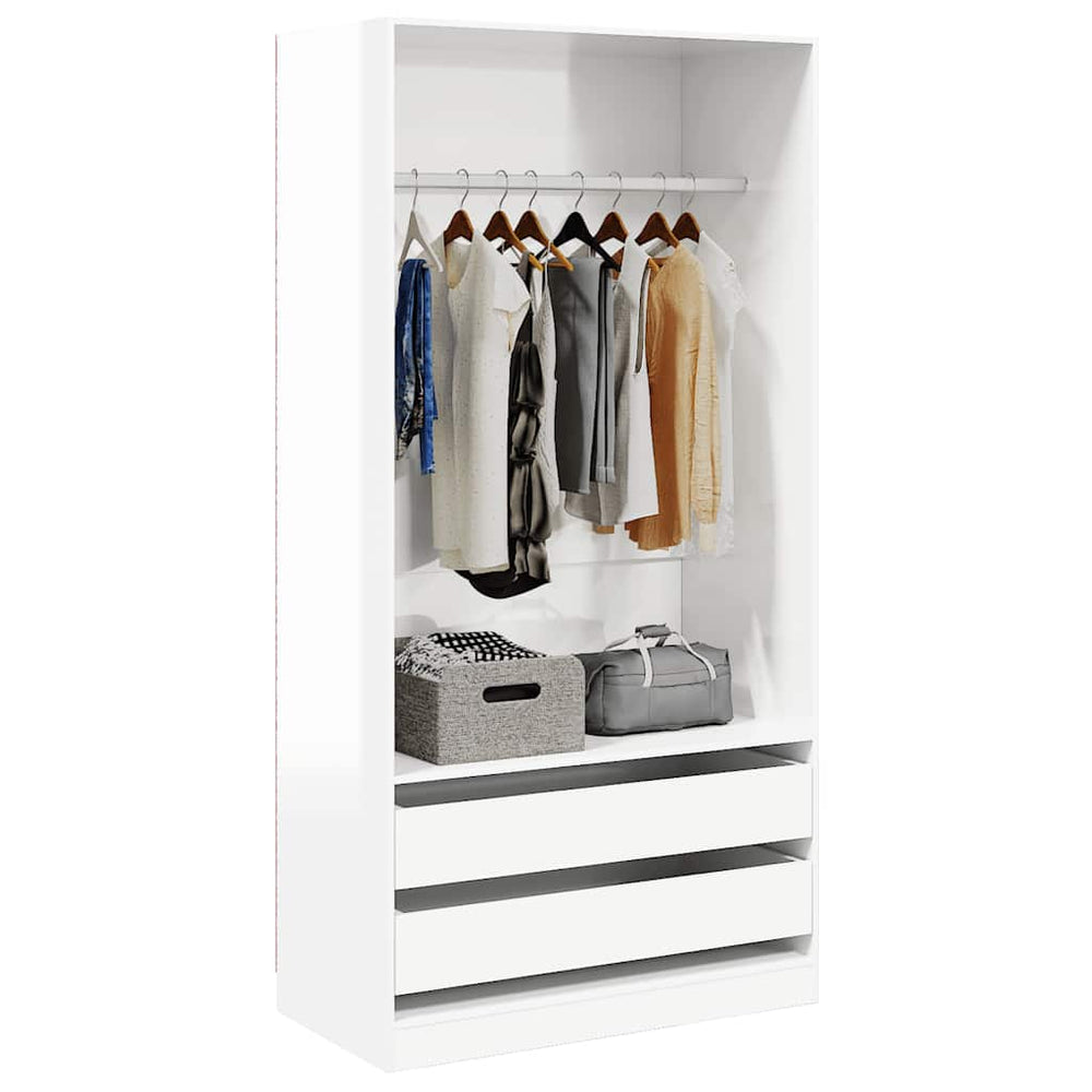 Wardrobe, white, 100x50x200cm, engineered wood, high gloss