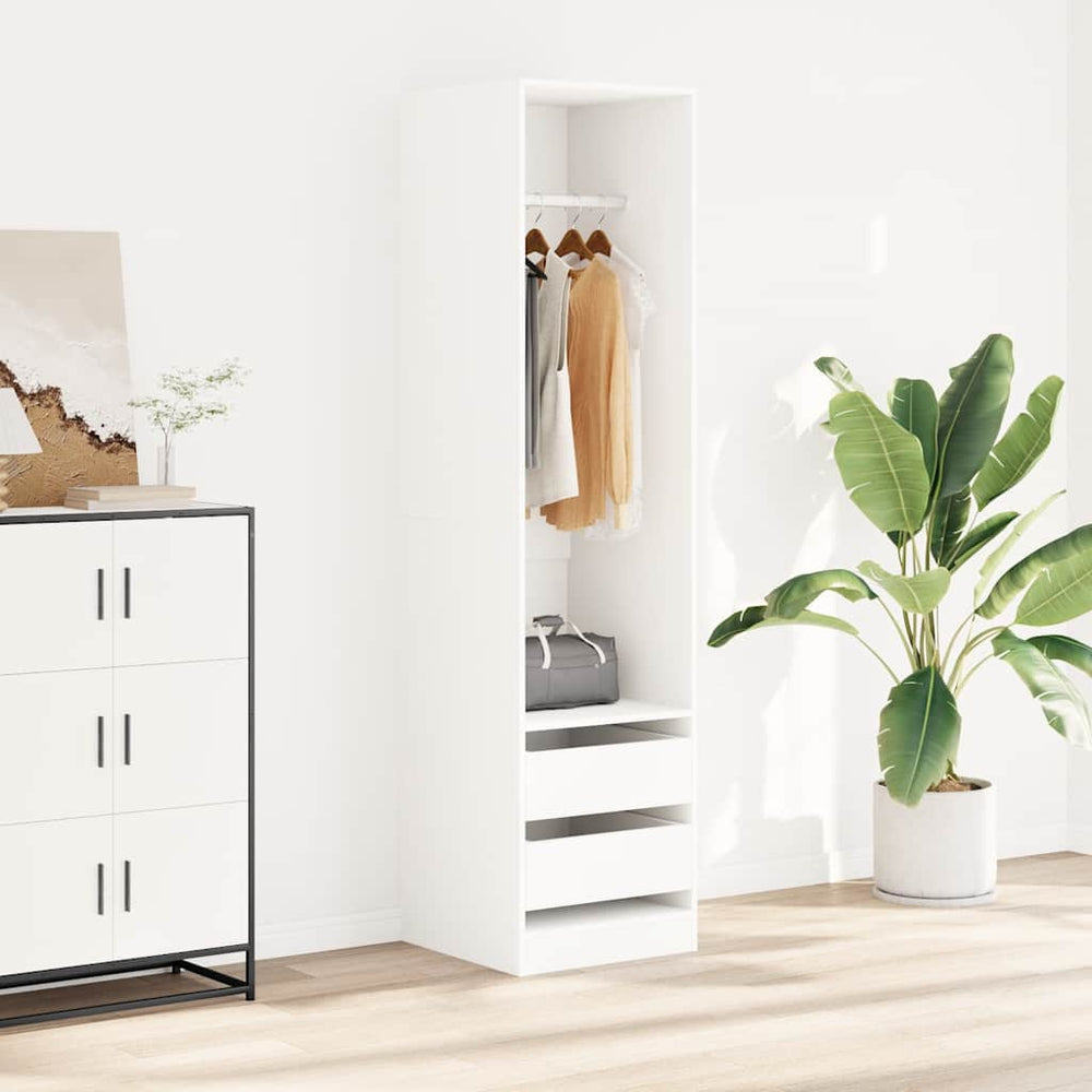 Wardrobe with drawers, white, 50x50x200cm, wood
