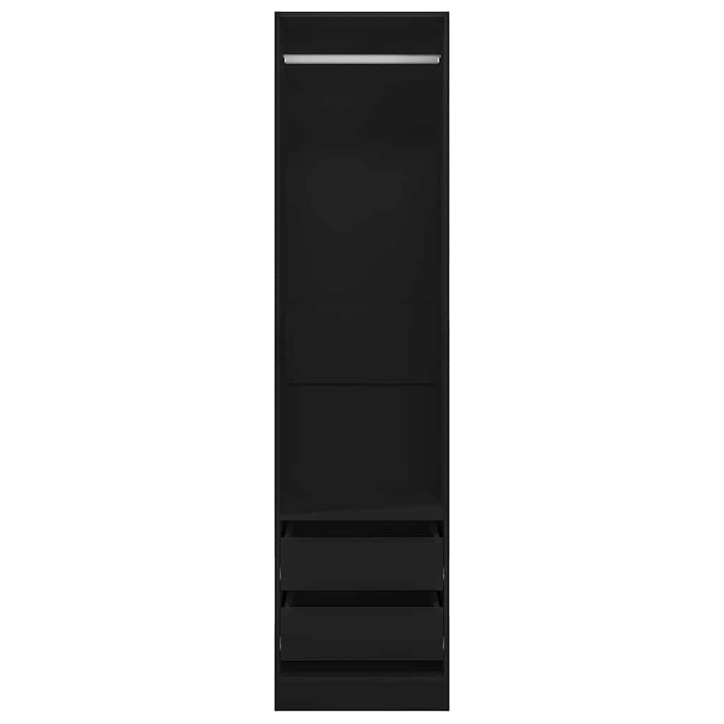Wardrobe with drawers, black, 50x50x200cm, wood