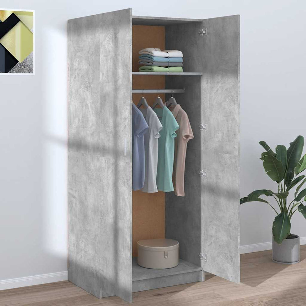 Wardrobe, concrete grey, 80x52x180cm, engineered wood
