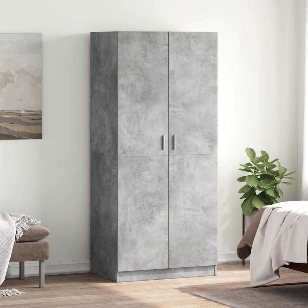 Wardrobe, concrete grey, 80x52x180cm, engineered wood