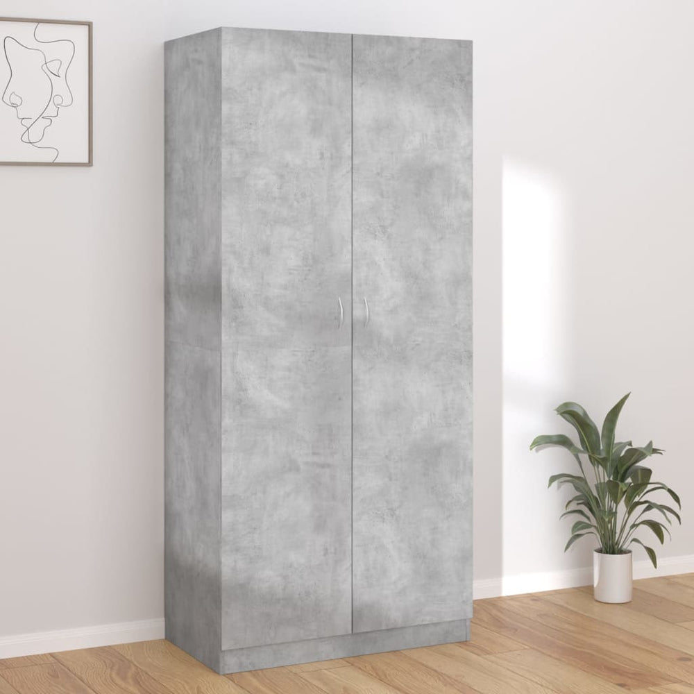 Wardrobe, concrete grey, 90x52x200cm, engineered wood
