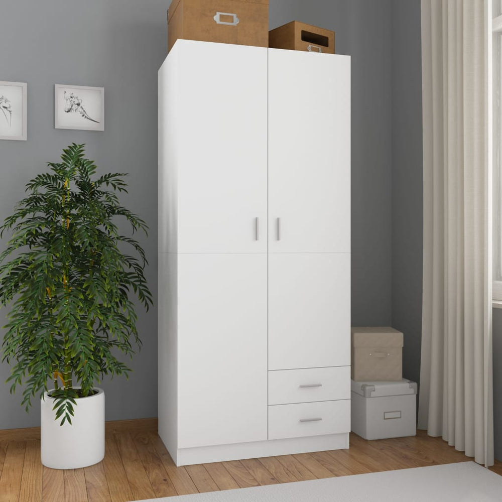 Wardrobe, white, 80x52x180cm, engineered wood