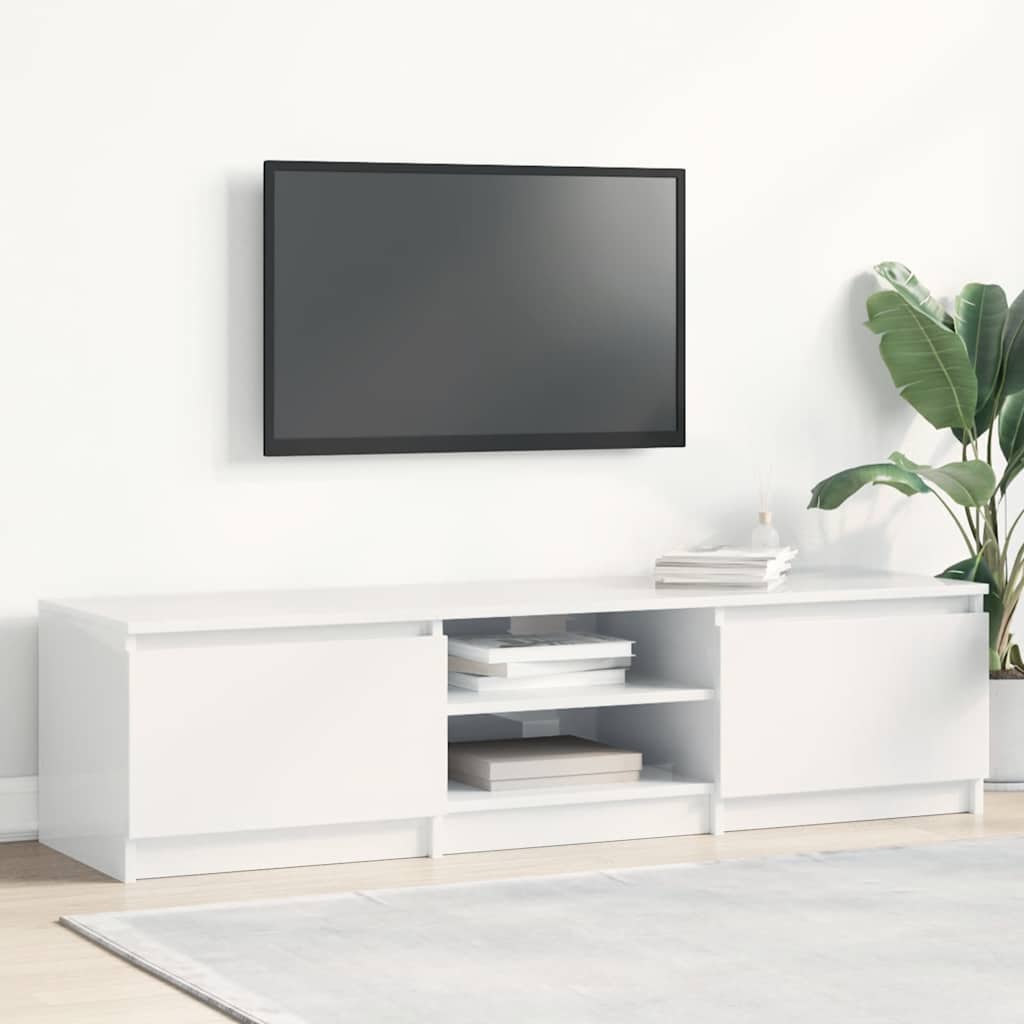 Televizoriaus spintelė, balta, 140x40x35,5cm, apdirbta mediena