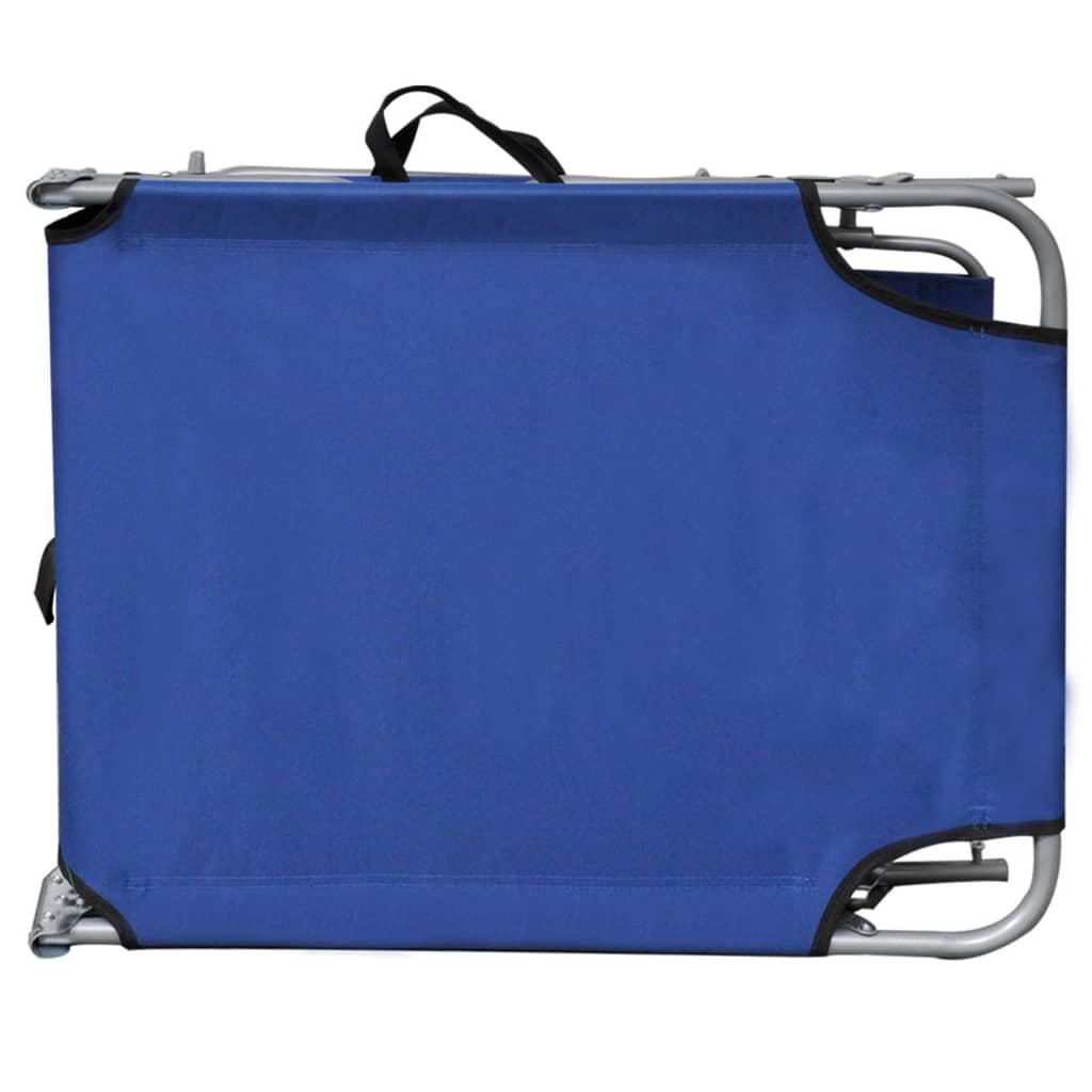 Folding sun lounger with canopy, blue, aluminium