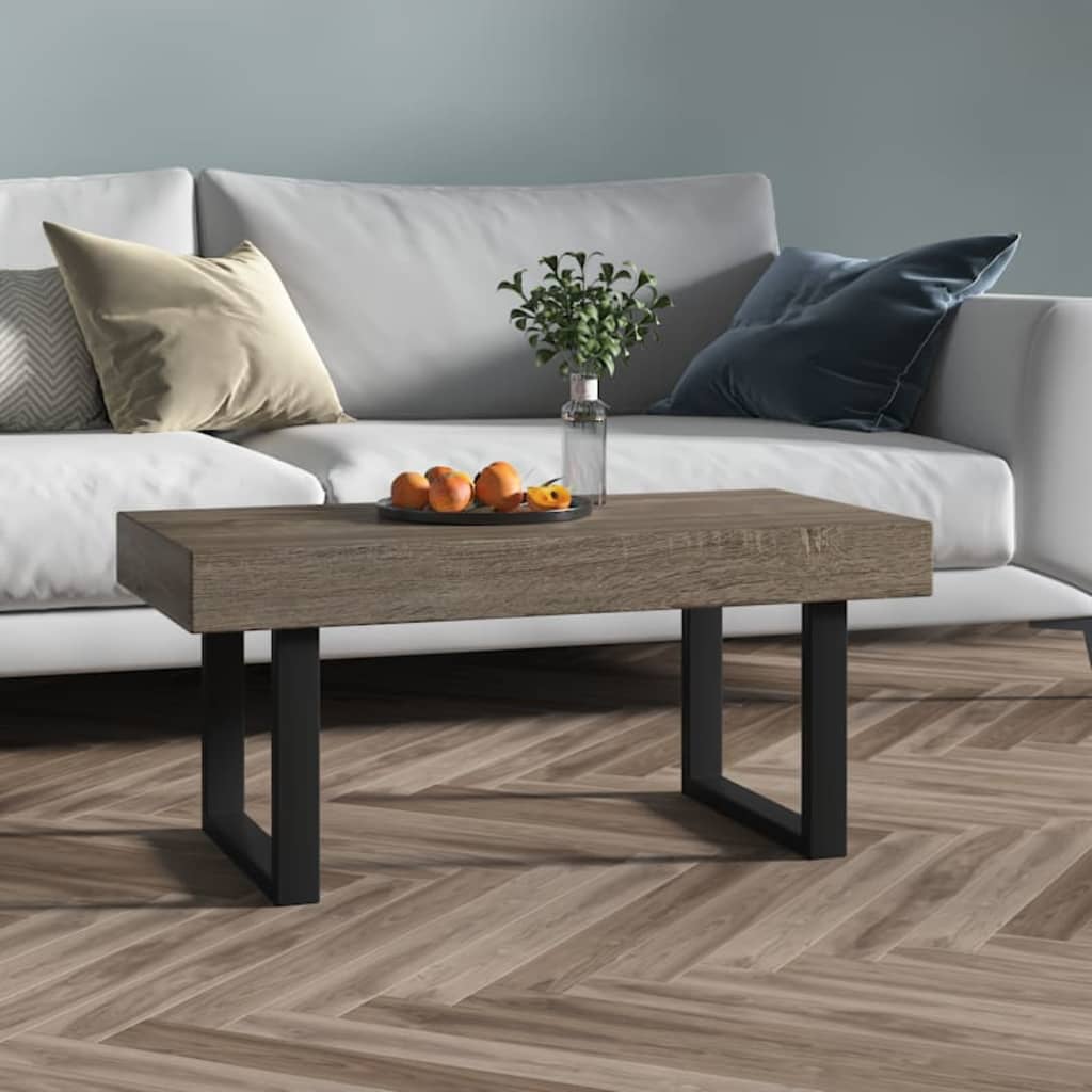 Coffee table, grey and black, 90x45x40cm, MDF and iron
