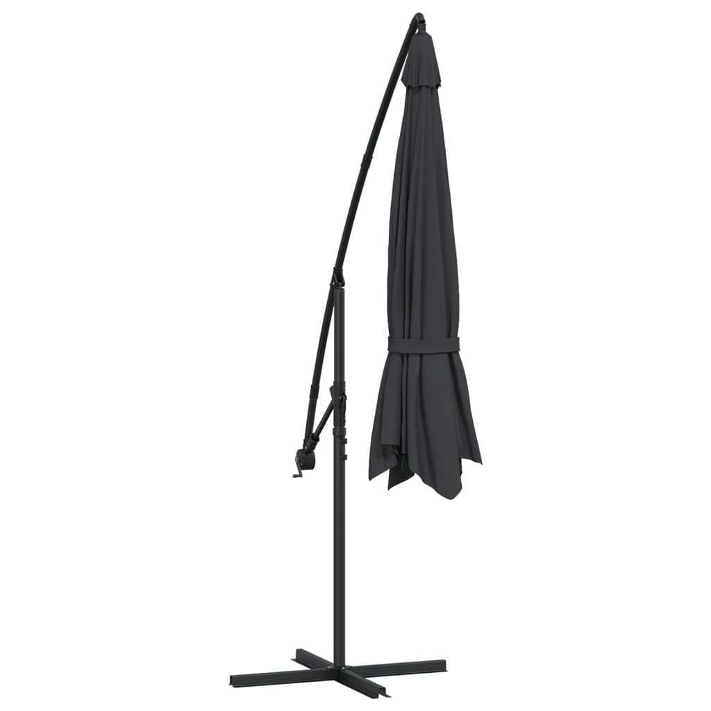 Gembinis sodo skėtis su aliuminiu stulpu, juodas, 350cm