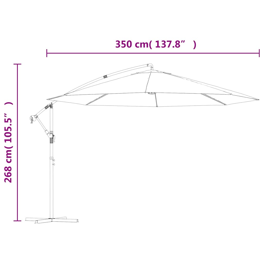 Gembinis sodo skėtis su aliuminiu stulpu, mėlynas, 350cm