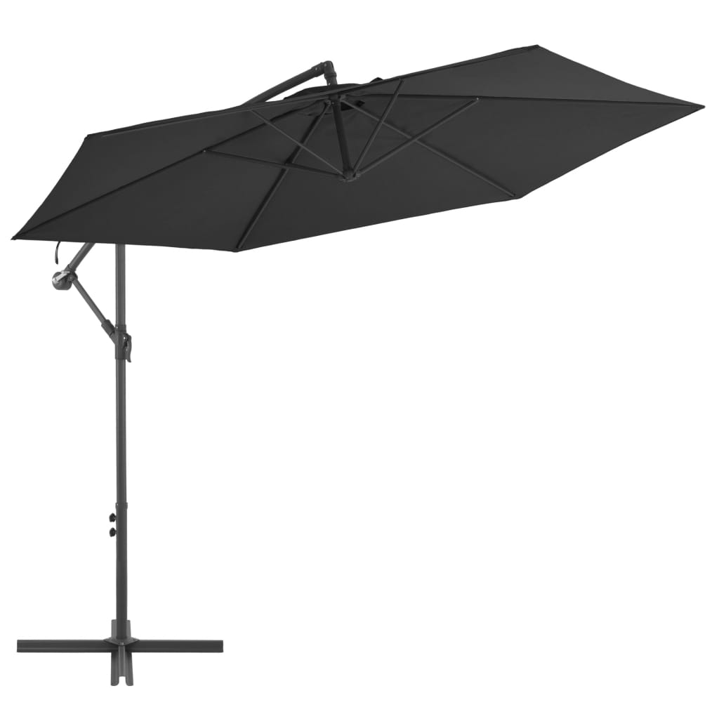 Gembinis sodo skėtis su aliuminiu stulpu, juodas, 300cm
