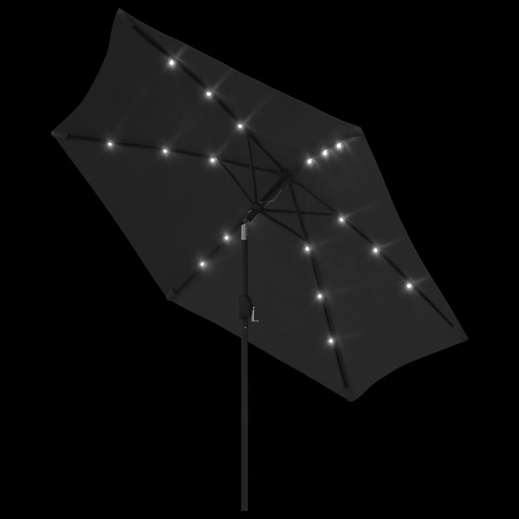 Dārza saulessargs LED BECKETT, melns, 300x225 cm