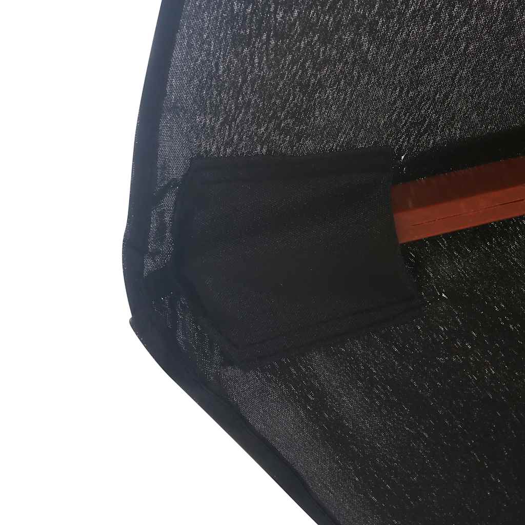 Lauko skėtis nuo saulės su mediniu stulpu, juodas, 350cm