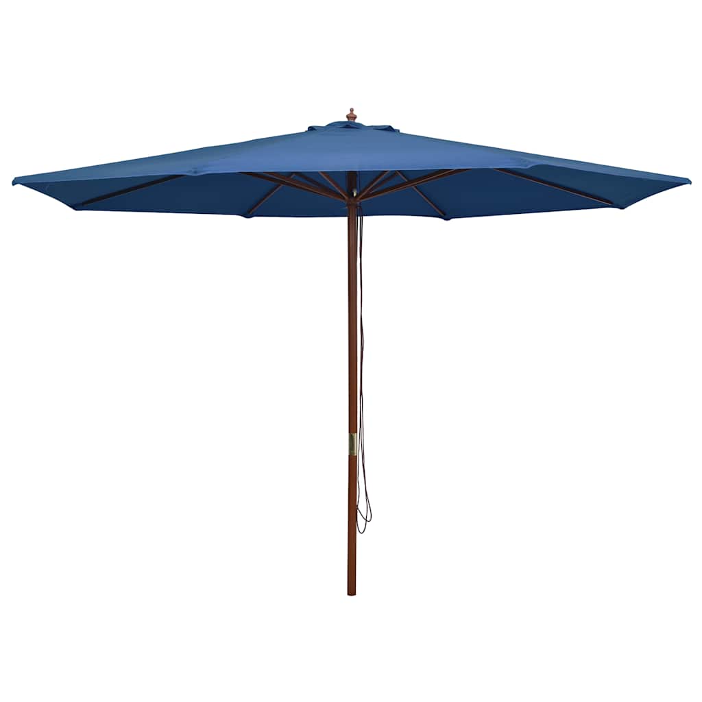Lauko skėtis nuo saulės su mediniu stulpu, mėlynas, 350cm