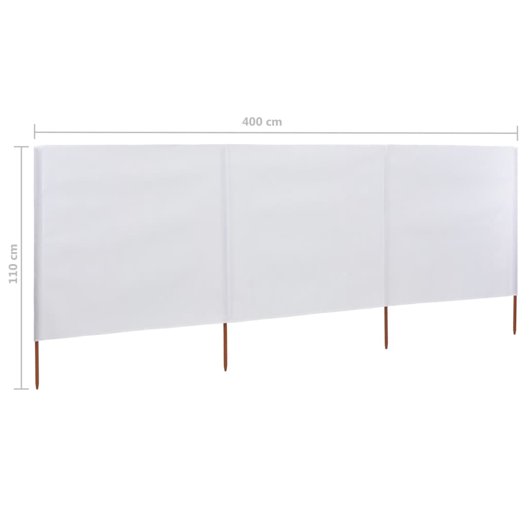 Uždanga nuo vėjo, 3 plokštės, smėlio balta, 400x80cm, audinys